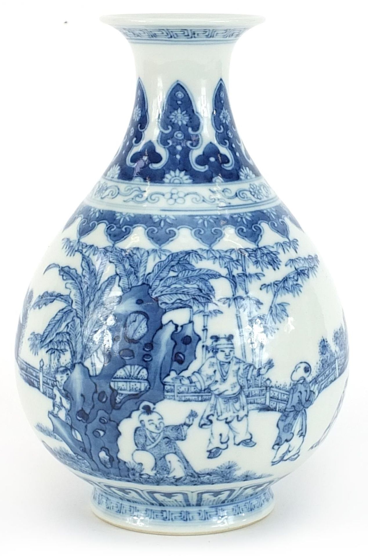 Chinese blue and white porcelain vase hand painted with children playing in a landscape, six - Image 2 of 3