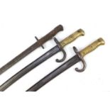 Three military interest long bayonets including two French examples