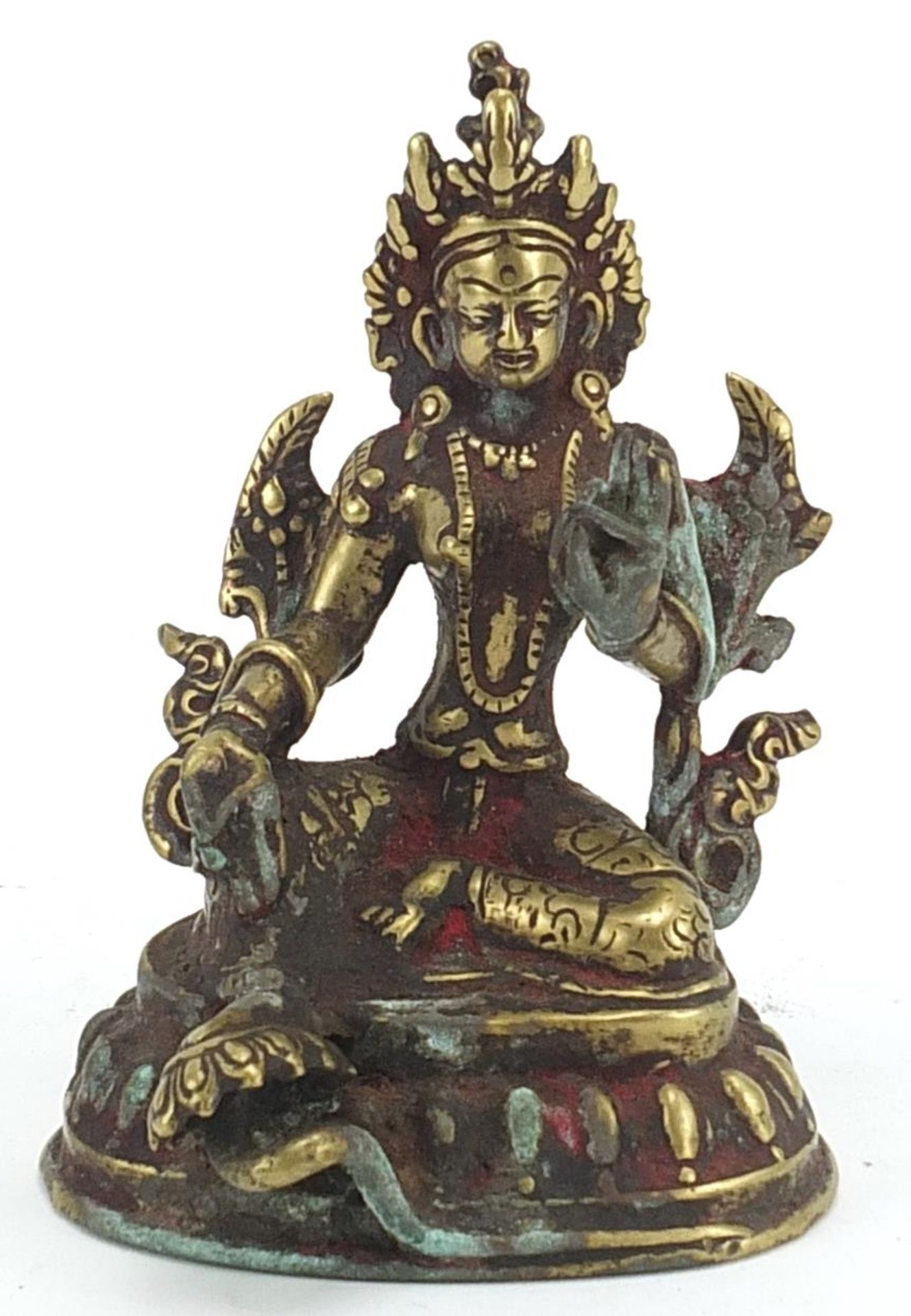 Tibetan patinated bronze figure of Buddha, 12cm high