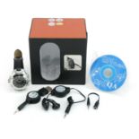 Black sapphire, MP3 player wristwatch by The Danbury Mint with box and accessories, 37mm in diameter