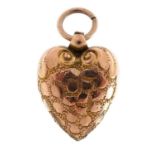 9ct gold love heart charm, 1.9cm high, 2.9g