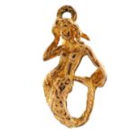 9ct gold mermaid charm, 1.7cm high, 1.0g