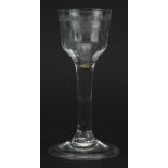 18th century wine glass with facetted bowl and folded foot, 13.5cm high