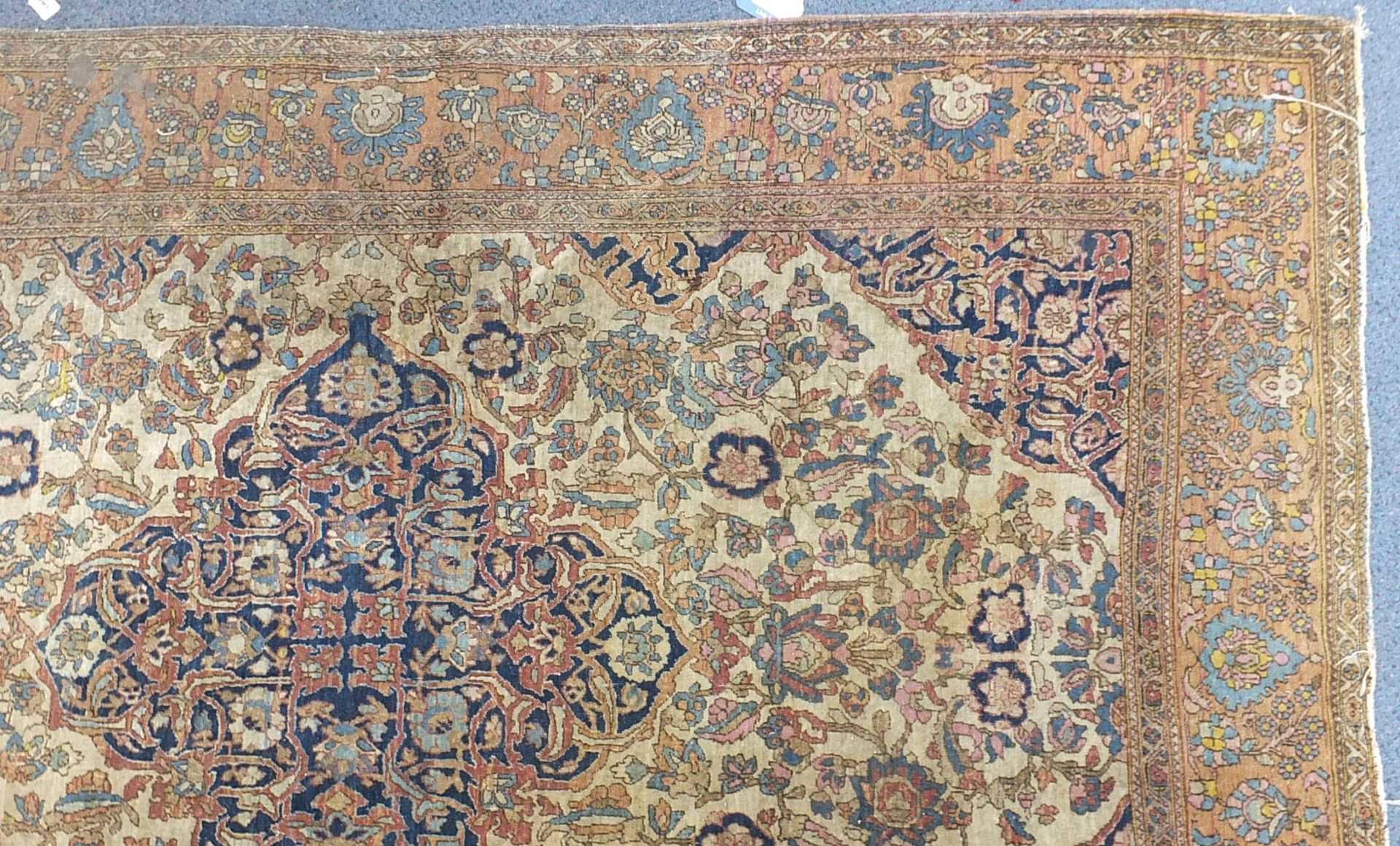 Rectangular beige and blue ground rug having an all over floral design, 205cm x 143cm - Image 3 of 6