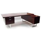Scandinavian design rosewood desk, 72cm high x 200cm wide