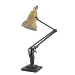 Vintage black enamel Herbert Terry Anglepoise table lamp, 90cm high fully extended