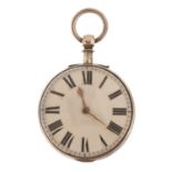 George Gunn, gentlemen's silver pocket watch, the fusee movement numbered 804, the case London 1851,