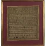 Early 19th century embroidered alphabet sampler worked by Sarah Ogle aged 9, 1829, framed and