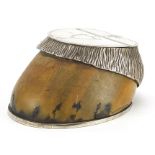 Taxidermy interest horse hoof inkwell with silver plated mounts by George Richmond Collis & Co