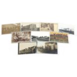 Postcards, some military interest photographic including Towersey Halt train station