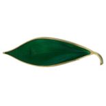 David Andersen, Norwegian 925S sterling silver gilt enamel leaf design brooch, 6.5cm wide, 7.9g