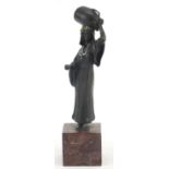 Cold painted bronze figurine of an African water carrier in the style of Franz Xaver Bergmann,