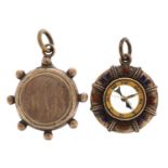 Two silver naval interest pendants including a compass, the largest 3cm high, 10.1g