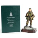 Ashmore for Worcester porcelain commemorative military figure raised on a wooden plinth base,