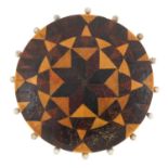 Victorian Tunbridge Ware sewing interest pinwheel, 4.5cm in diameter
