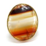 9ct rose gold agate ring, size H, 6.1g