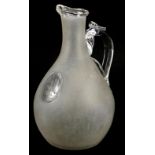 Victorian frosted and clear glass white port carafe etched White Port 1861, 24cm high