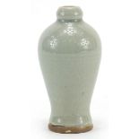 Chinese porcelain baluster shaped vase having a celadon glaze, 13cm high