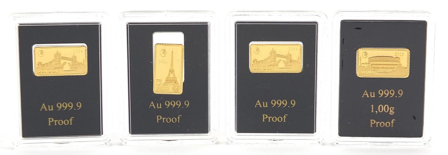 The Most Famous Landmarks of the World gold coin bars including four 999 gold proof bars, two of - Bild 2 aus 4