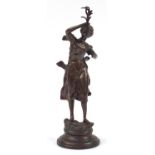 After Rousseau, large bronze figurine of a female in a dress, 50cm high