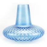 Blue art glass lamp shade, 27cm high x 30cm in diameter