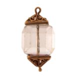 9ct gold and crystal lantern design charm, 2.5cm high, 8.5g