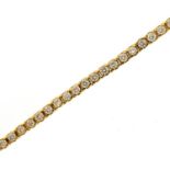 18ct gold diamond line bracelet set with 53 diamonds, total diamond weight approximately 4ct, the