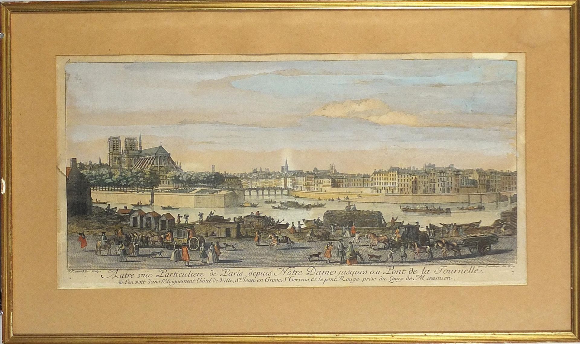 After Jacques Rigaud - View of Paris from the Notre Dame, antique hand coloured French engraving , - Image 2 of 5