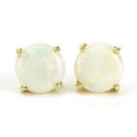 Pair of 9ct gold opal stud earrings, 7mm in diameter, 0.9g