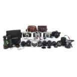 Vintage and later cameras, lenses and accessories including Voigtlander Vito C, Olympus E-420,