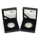 Two Elizabeth II 2008 five pound silver proof coins commemorating His Royal Highness The Prince of