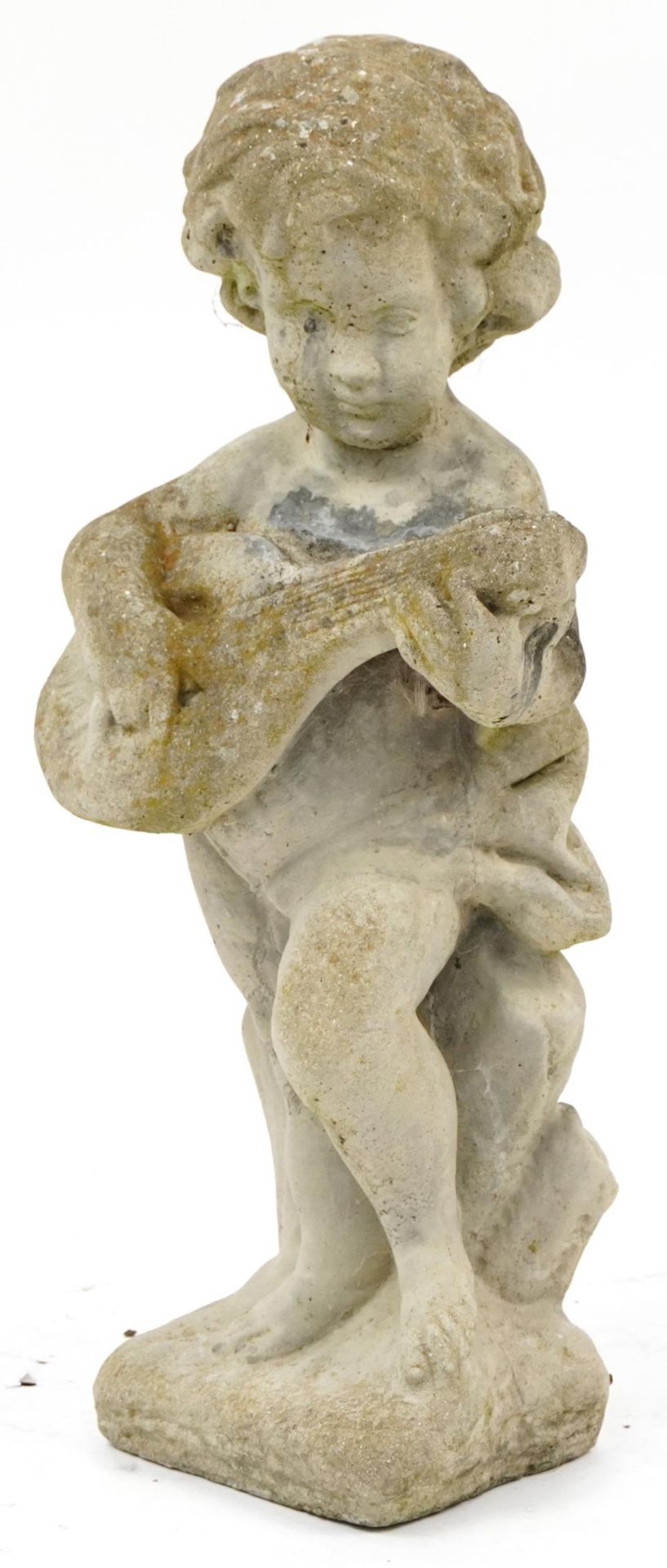 Stoneware garden figure of Putti with a mandolin, 56cm high - Image 2 of 3