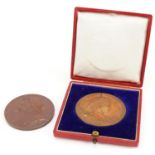 Boxed 1902 bronze coronation medal for Queen Alexandra together with a Queen Victoria bronze