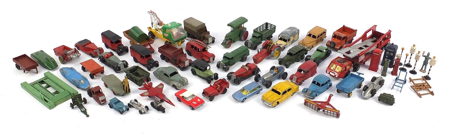 Collection of vintage diecast vehicles including Dinky, Lone Star and Meccano