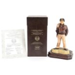 Ashmore for Worcester porcelain commemorative military figure raised on a wooden plinth base, United