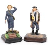 Ashmore for Worcester, two commemorative military figures with wooden plinth bases, the largest 30.