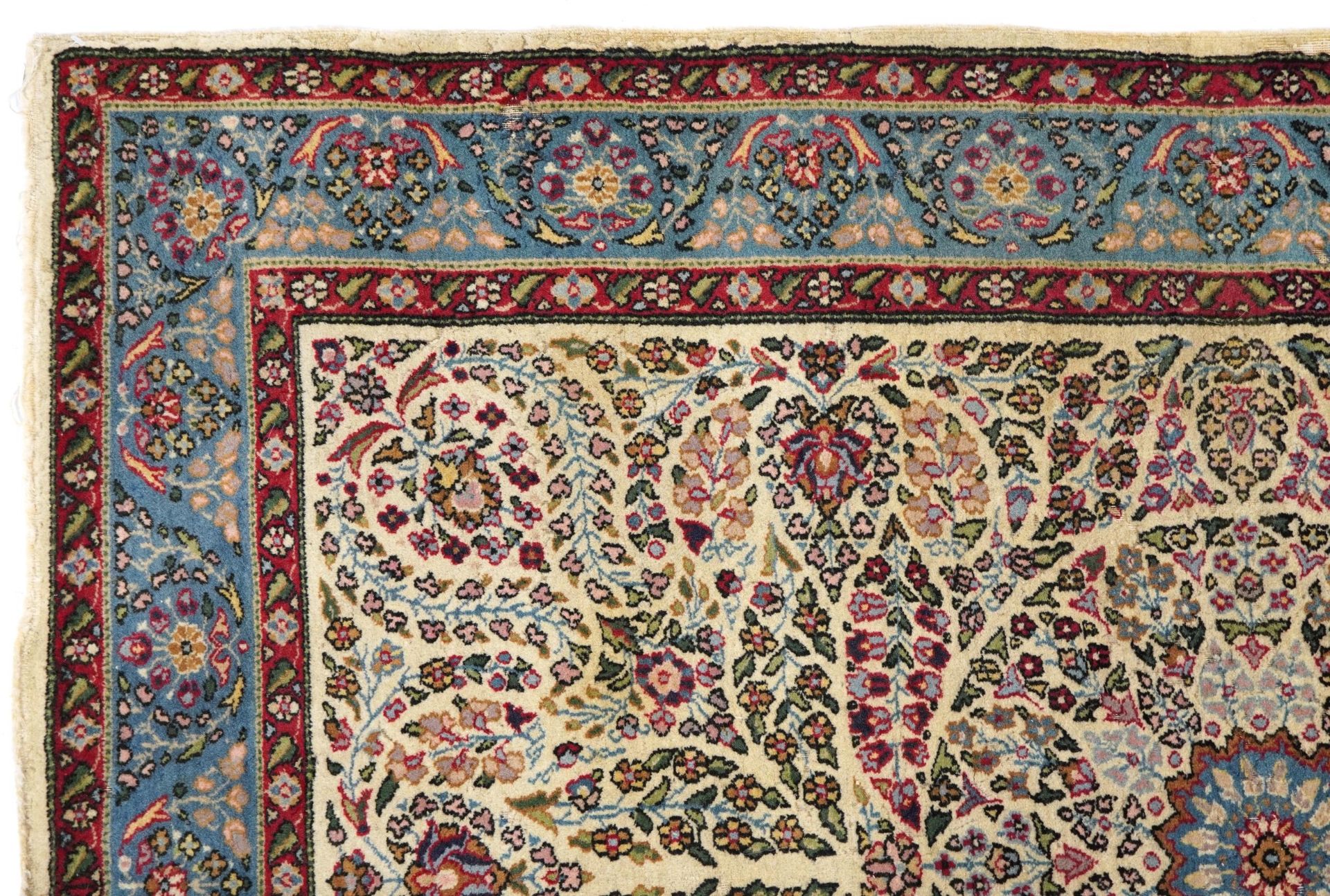 Rectangular Persian cream and blue ground rug having an all over floral design, 182cm x 125cm - Image 2 of 6