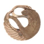 Malcolm Appleby silver swan and mongoose pendant, London 2013, 4.5cm in diameter, 19.2g