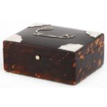 Victorian tortoiseshell cigarette box with silver mounts by A & J Zimmerman Ltd, Birmingham 1896,