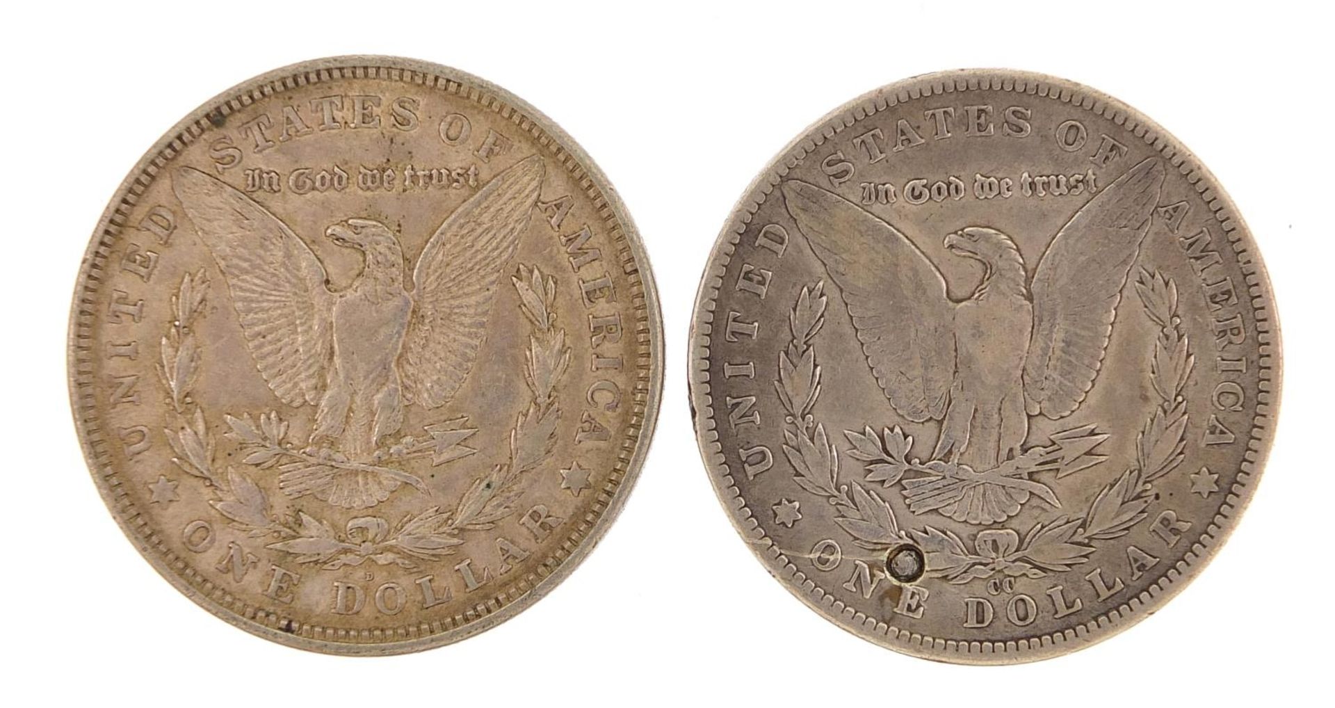 Two American dollars comprising dates 1892 and 1921