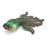 Chinese silver gilt and enamel articulated fish, 17cm in length, 90.0g