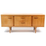 Mid century light wood sideboard, 76cm H x 173cm W x 47cm D