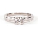 The Leo diamond, Platinum diamond solitaire ring, the diamond approximately 0.34ct, size L, 4.6g