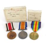 British military World War I pair and Faithful Service medal together with boxes of issue, the