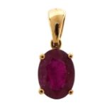 9ct gold ruby pendant, 1.3cm high, 0.7g