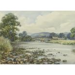 Albert Edward Jackson - Bolton Bridge, Yorkshire, watercolour, inscribed verso, mounted, framed