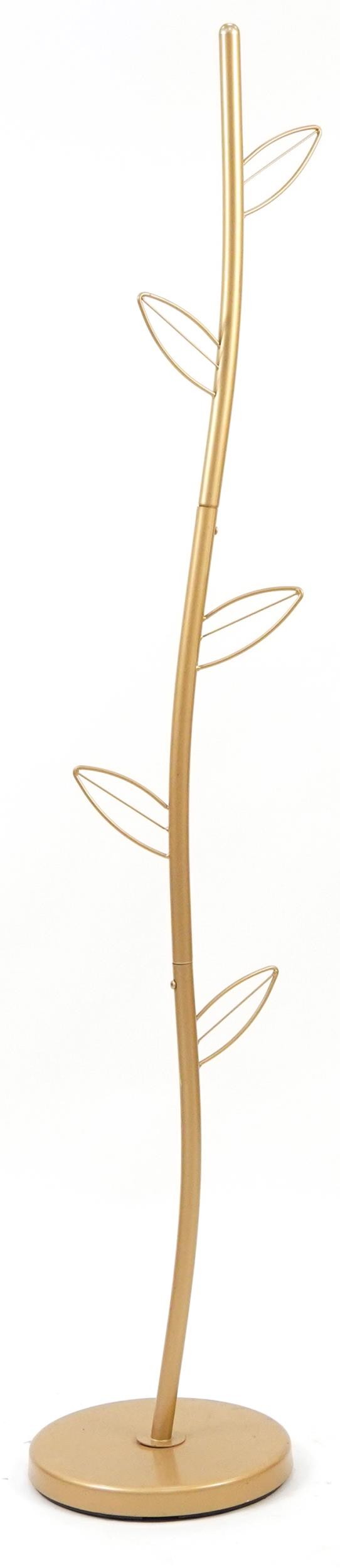 Gilt metal naturalistic hat and coat stand, 175cm high