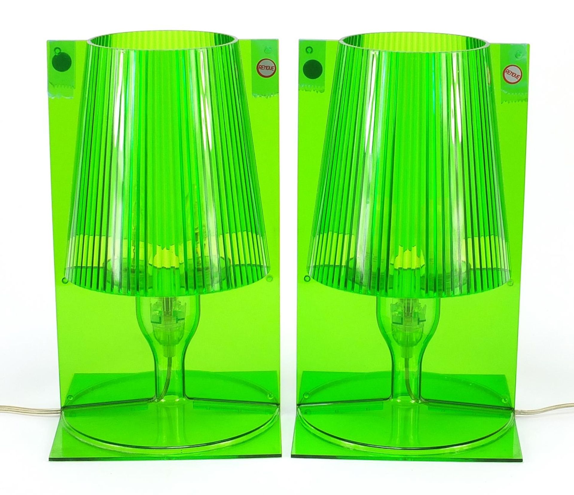 Ferruccio Laviani for Kartell, Pair of Take green Perspex table lamps, 30cm high - Image 2 of 4