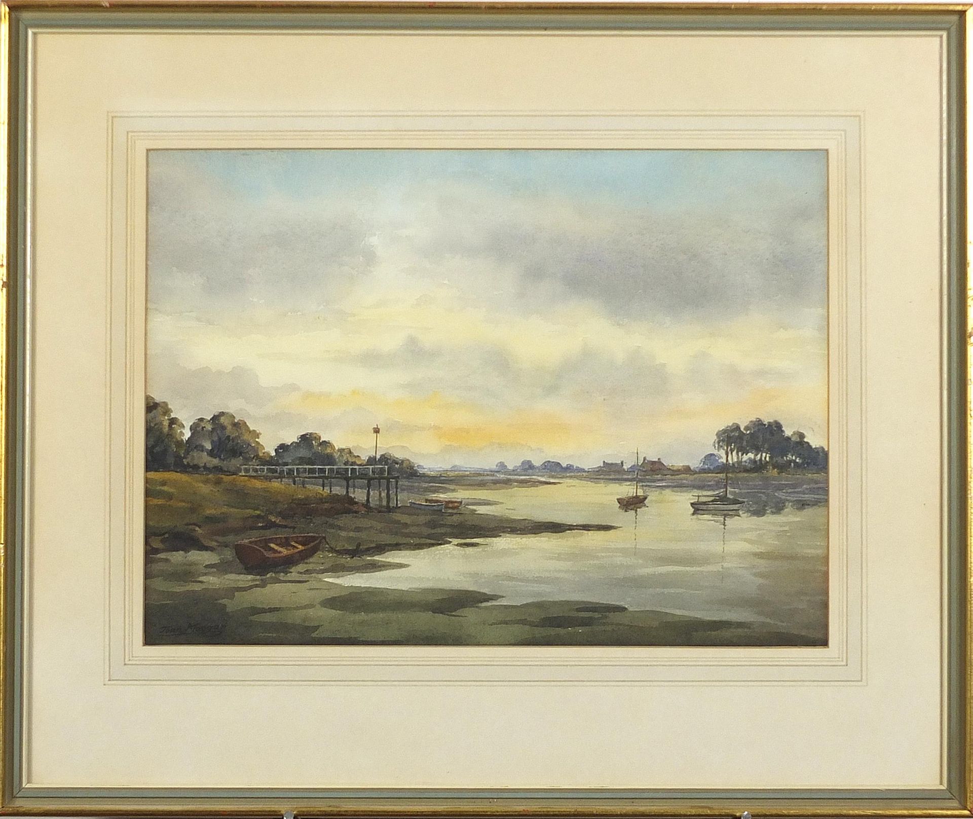 Joan Morgan - Evening Light in Bosham Creek and one other, pair of watercolours, each with E Stacy - Bild 2 aus 10