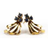 Pair of 9ct gold sapphire stud earrings, 1.5cm high, 1.0g